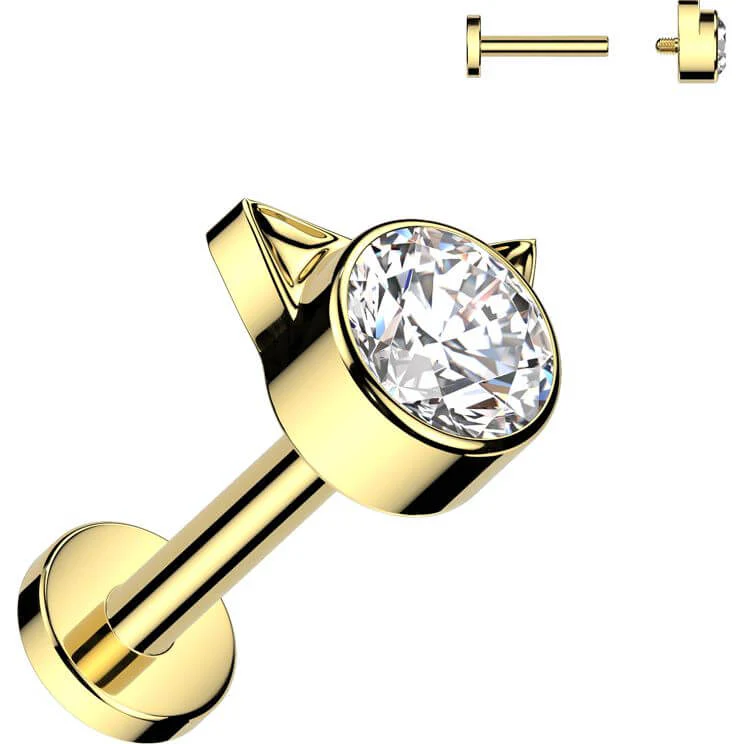 Titane Labret chat zircone Filetage Interne - Image 4