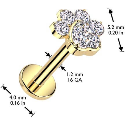Titane Labret patte zircone Filetage Interne - Image 4