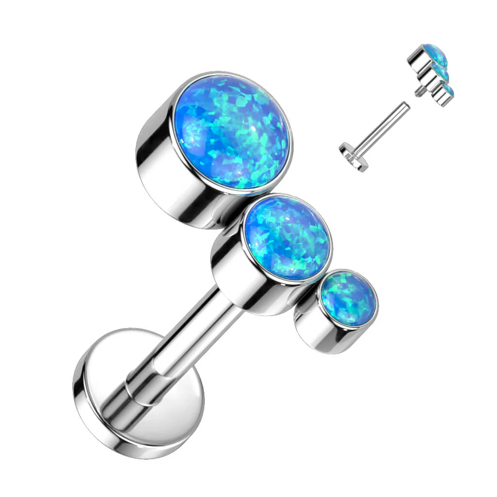 Titane Labret 3 Opales Argent Filetage Interne - Image 2