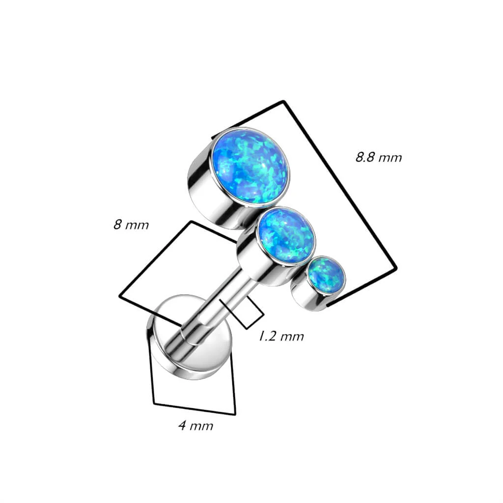 Titane Labret 3 Opales Argent Filetage Interne - Image 3