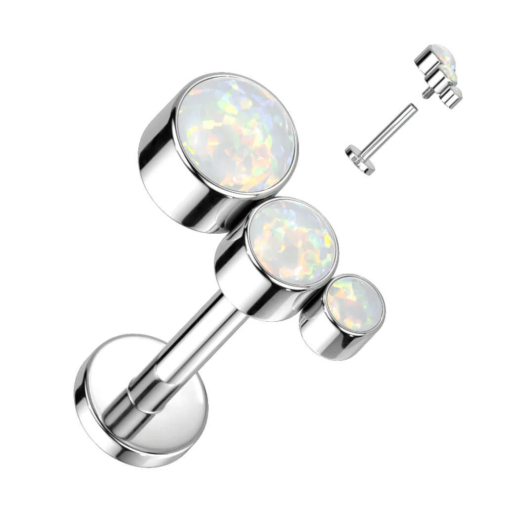 Titane Labret 3 Opales Argent Filetage Interne - Image 4