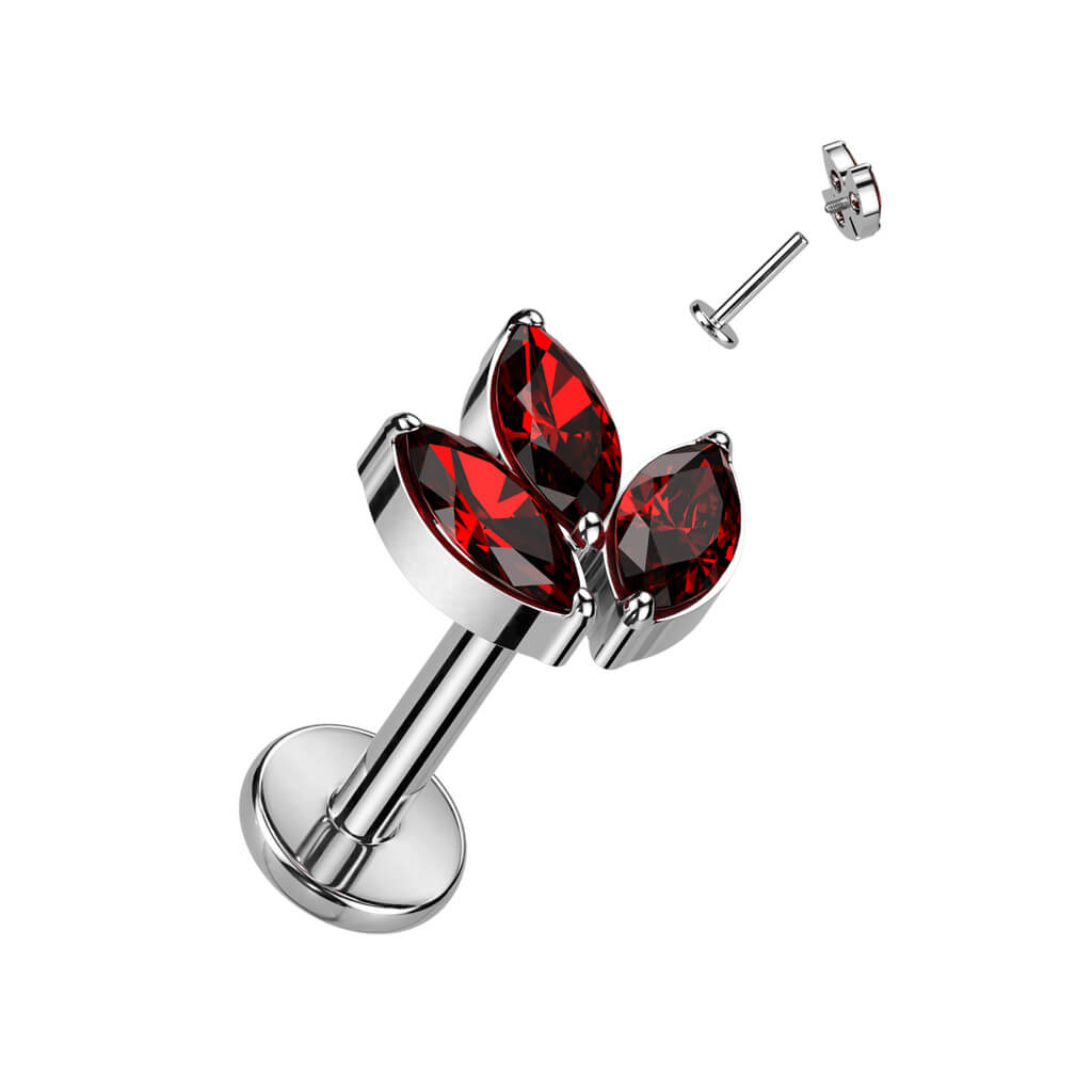 Titane Labret Feuille Zircone Filetage Interne - Image 9
