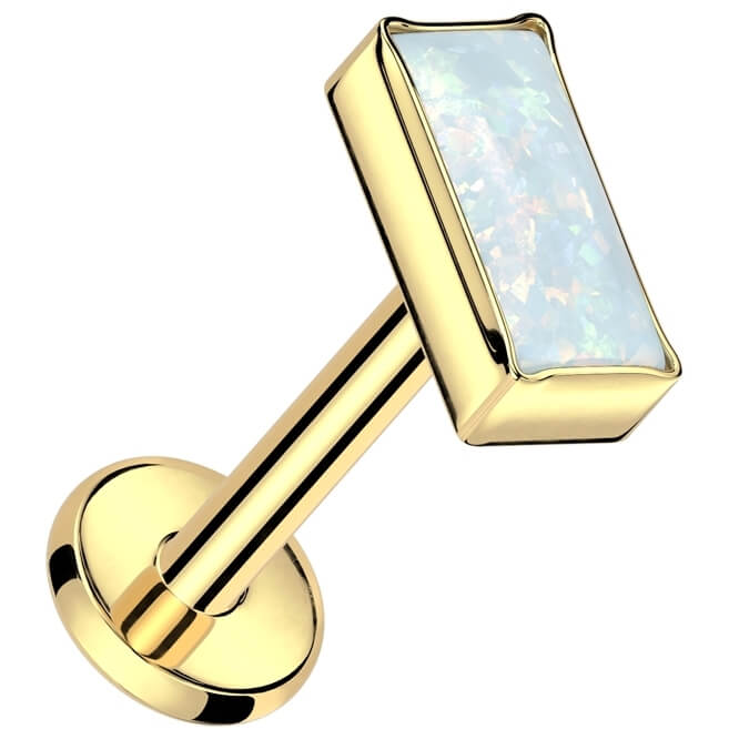 Titane Labret Opale Rectangle Filetage Interne - Image 3