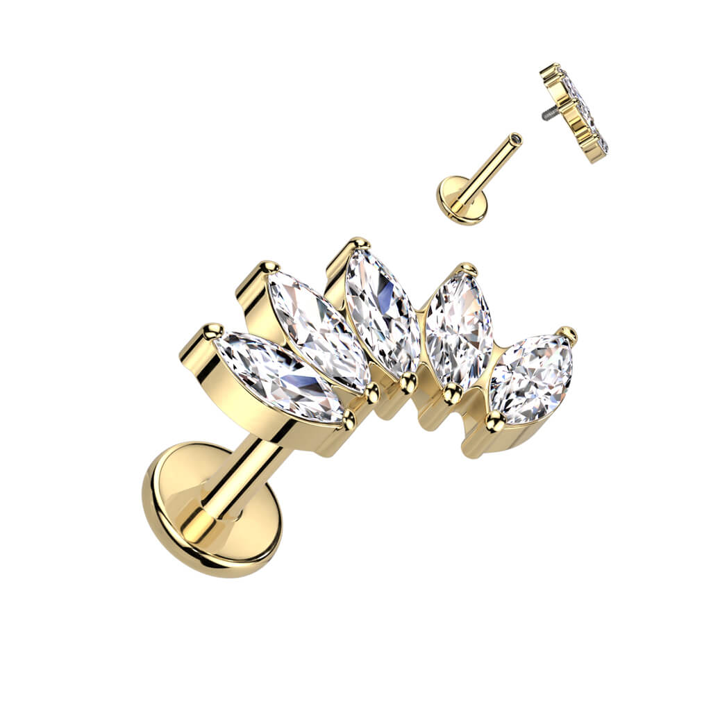 Titane Labret 5 Marquises Zircone Filetage Interne - Image 3