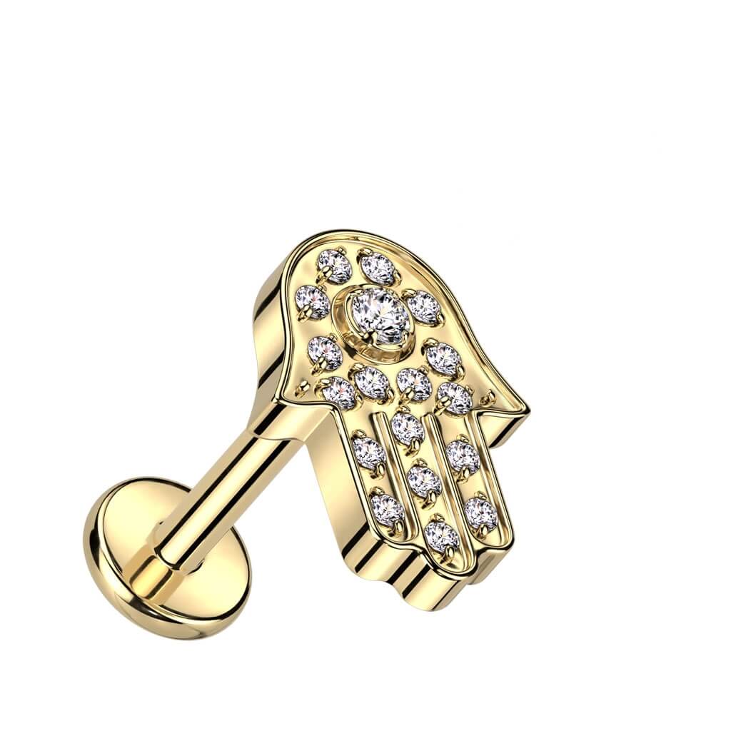 Titane Labret Hamsa Zircone Filetage Interne - Image 2