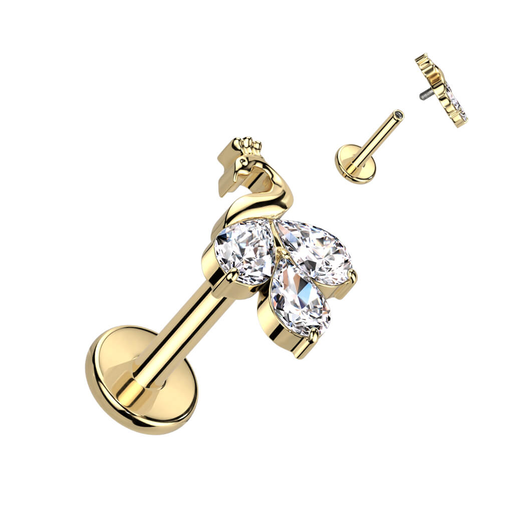 Titane Labret Paon Zircone Filetage Interne - Image 2