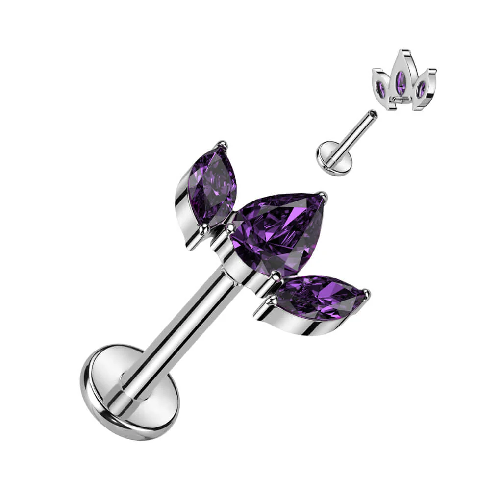 Titane Labret Zircone Goutte Filetage Interne - Image 2