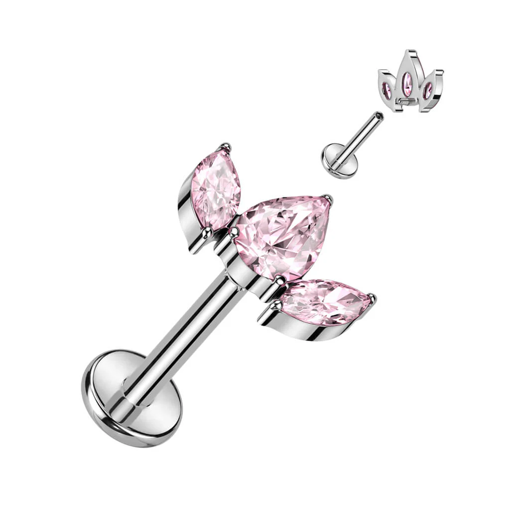 Titane Labret Zircone Goutte Filetage Interne - Image 4
