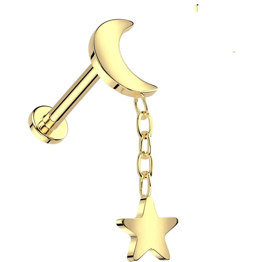 Titane Labret Pendentif Lune Filetage Interne - Image 3