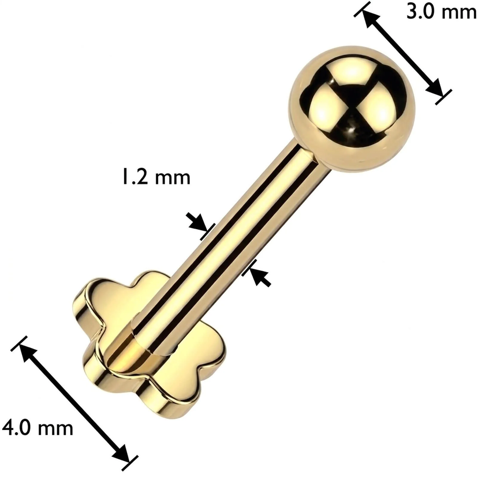 Titane Labret balle base florale Filetage Interne - Image 2