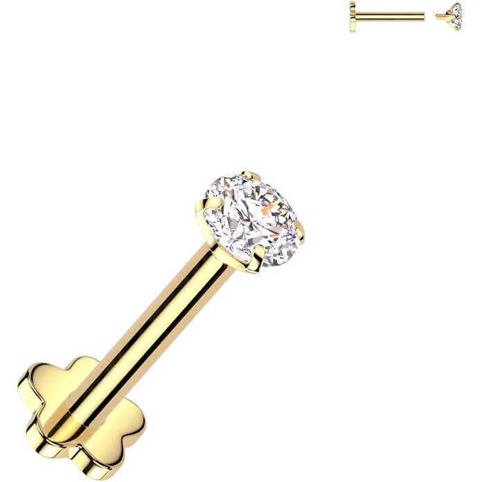 Titane Labret zircone base florale Filetage Interne - Image 3
