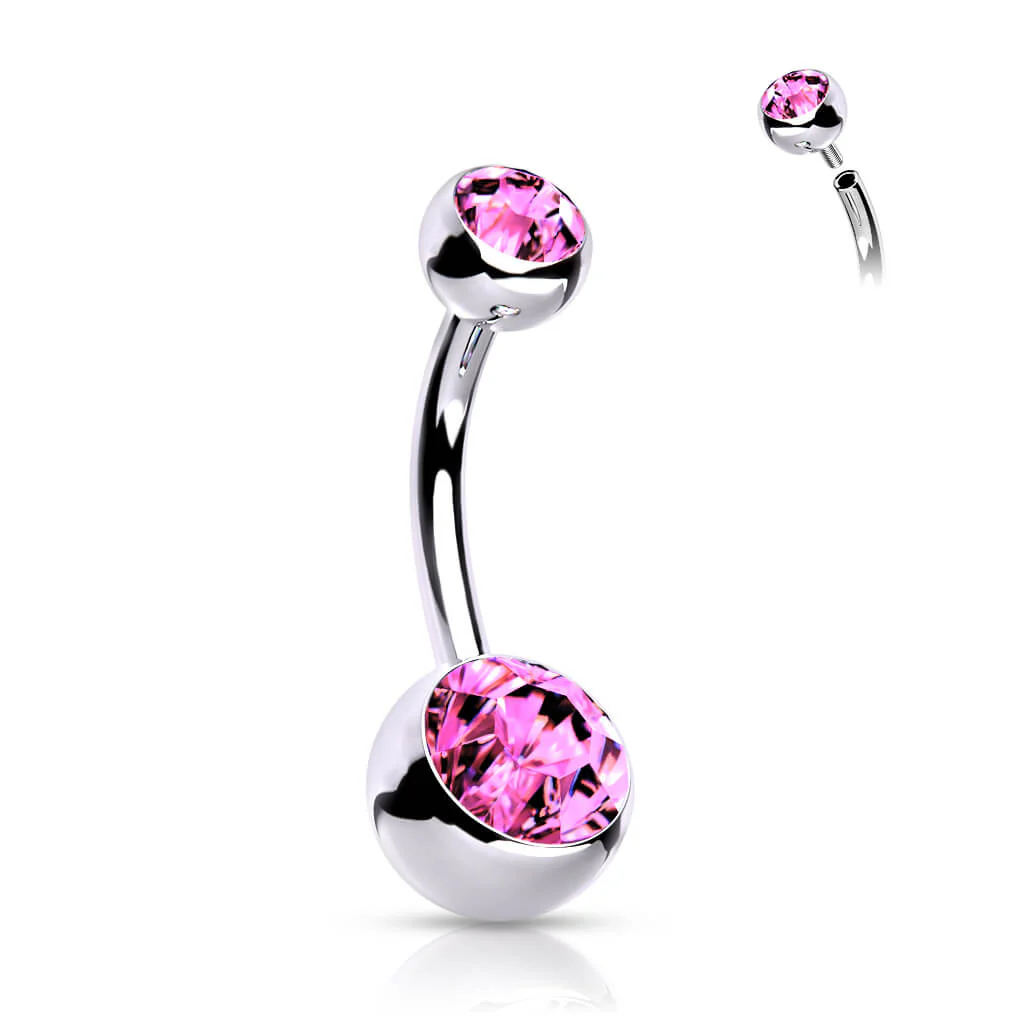 Titane Piercing Nombril Bille Zircone Filetage Interne - Image 11