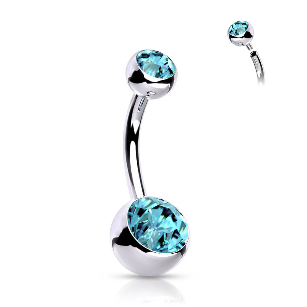Titane Piercing Nombril Bille Zircone Filetage Interne - Image 12