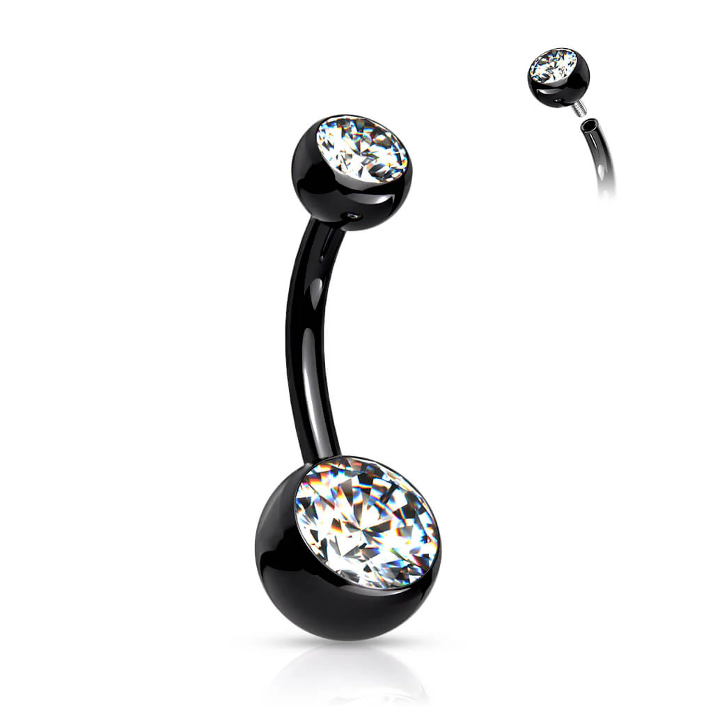 Titane Piercing Nombril Bille Zircone Filetage Interne - Image 6