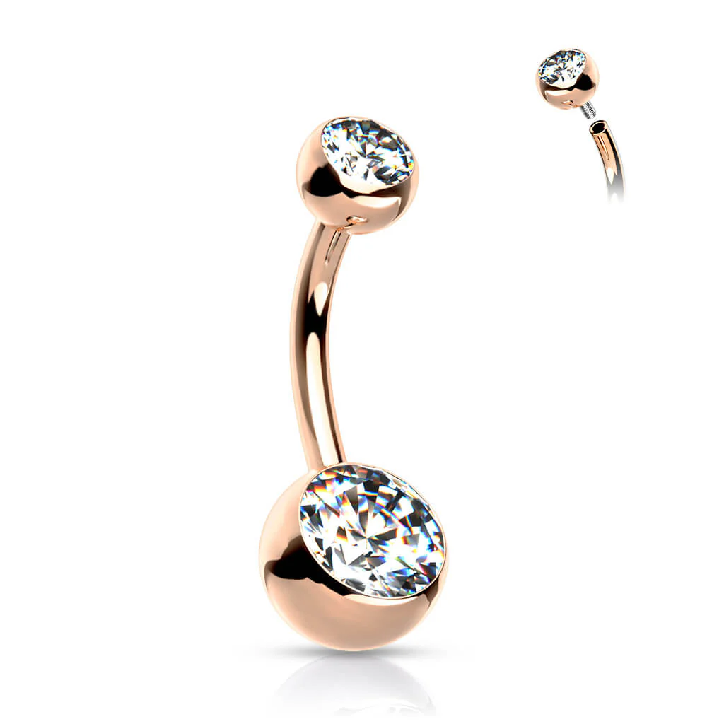 Titane Piercing Nombril Bille Zircone Filetage Interne - Image 8
