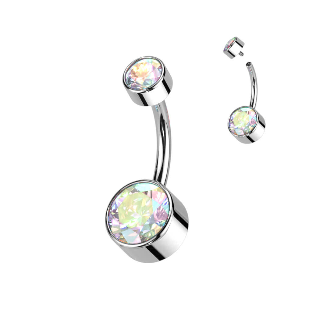 Titane Piercing Nombril Zircone Ronde Filetage Interne - Image 2