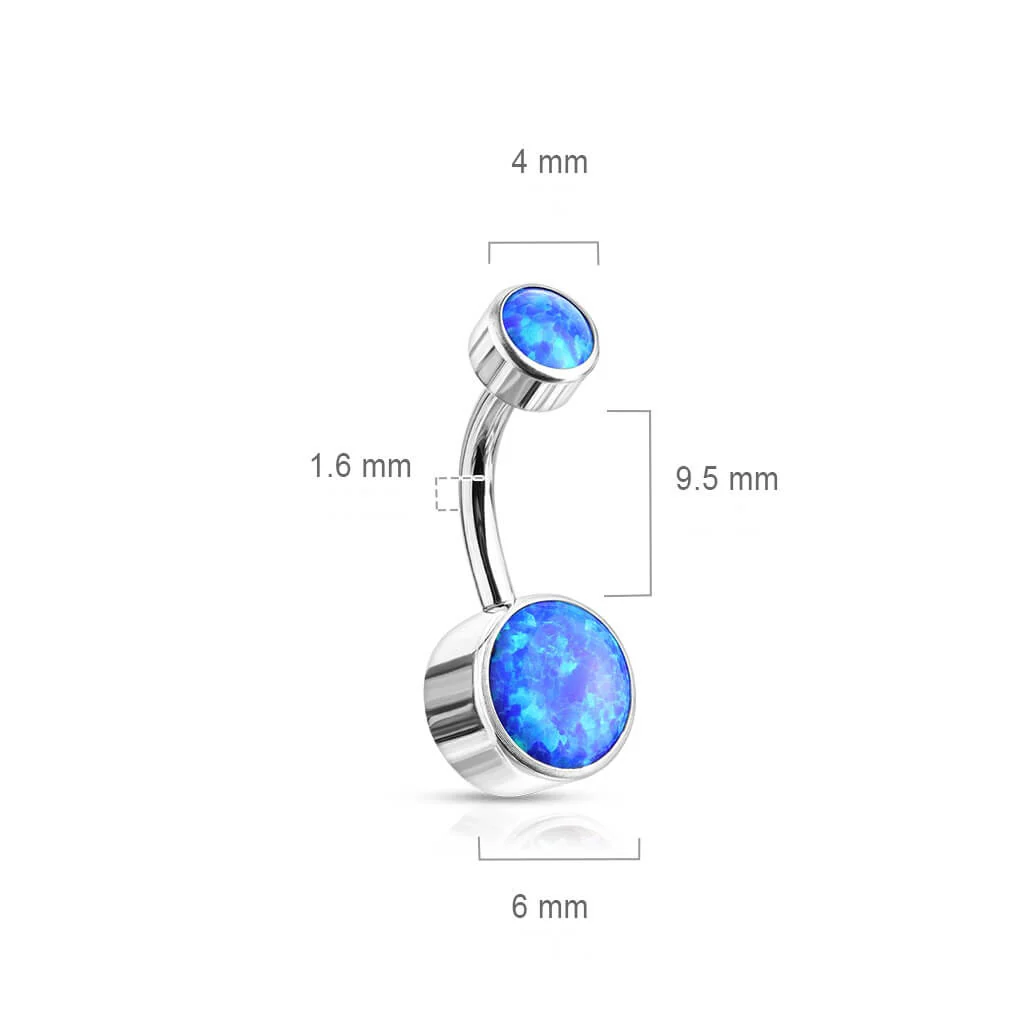 Titane Piercing Nombril Opale Ronde Argent Filetage Interne - Image 3