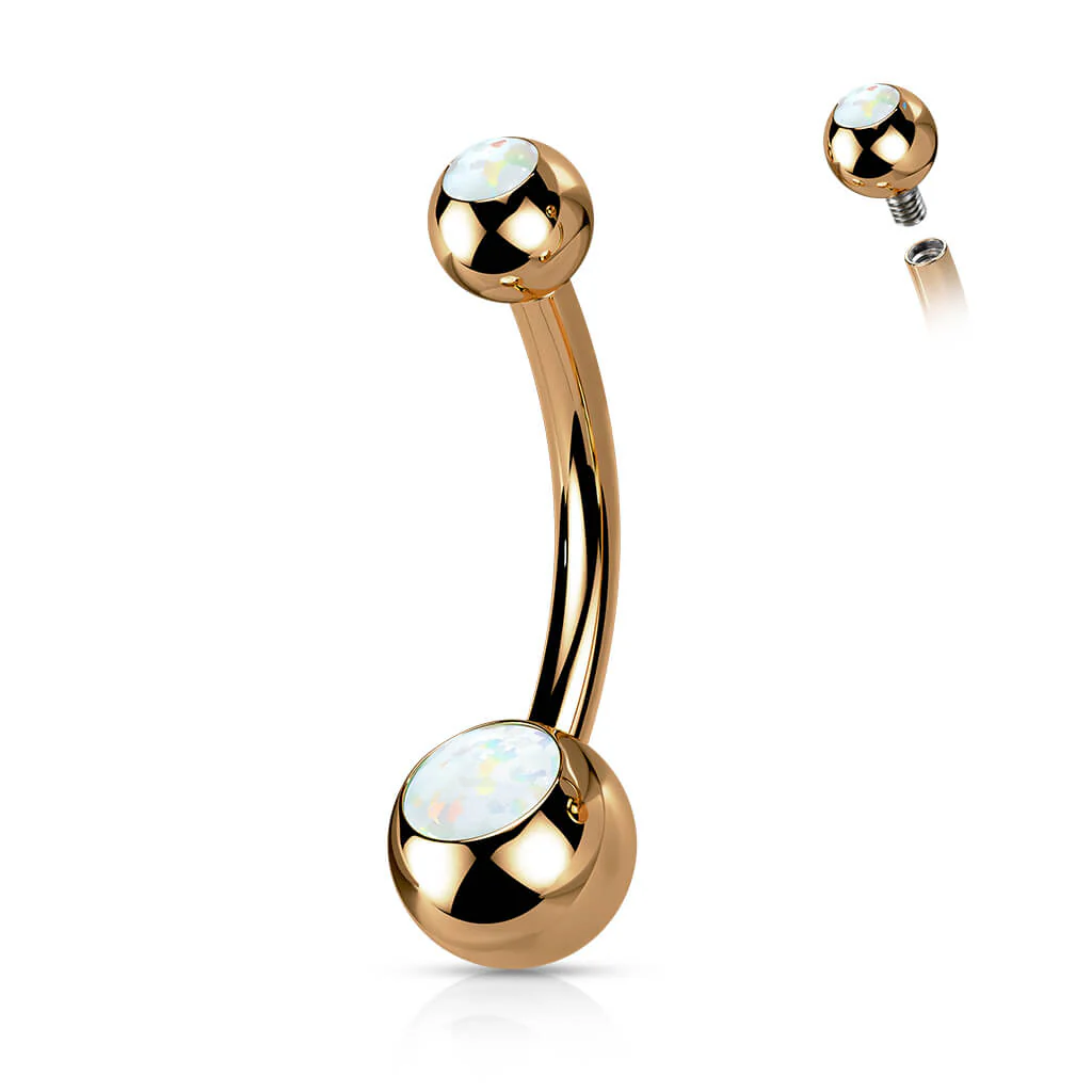 Titane Piercing Nombril Bille Opale Filetage Interne - Image 10
