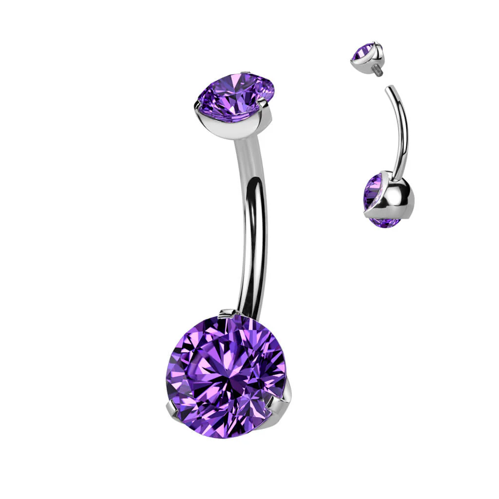Titane Piercing Nombril Zircone Filetage Interne - Image 15