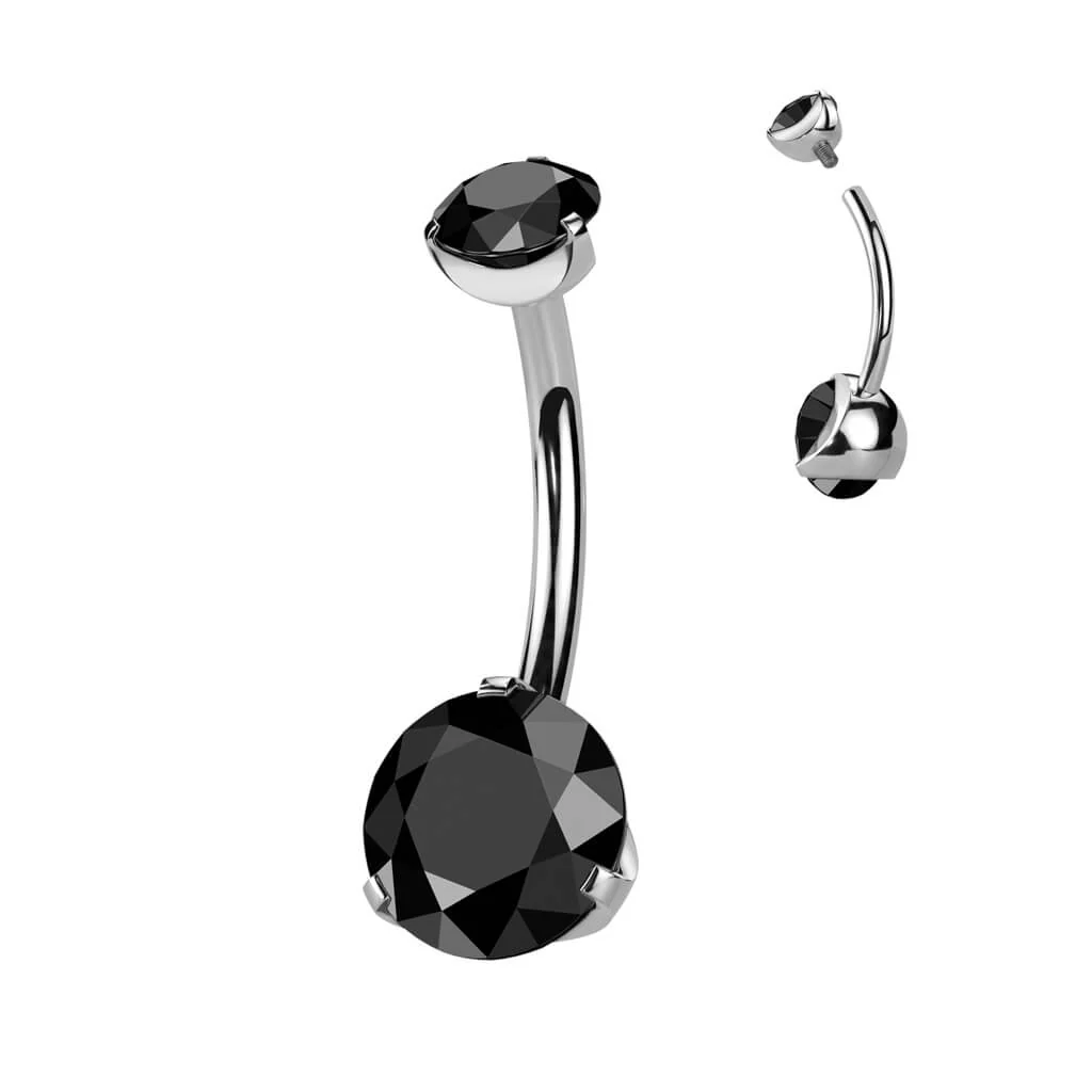 Titane Piercing Nombril Zircone Filetage Interne - Image 8