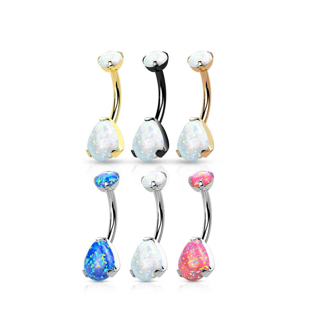 Titane Piercing Nombril Goutte Opale Seti Griffe Filetage Interne - Image 5