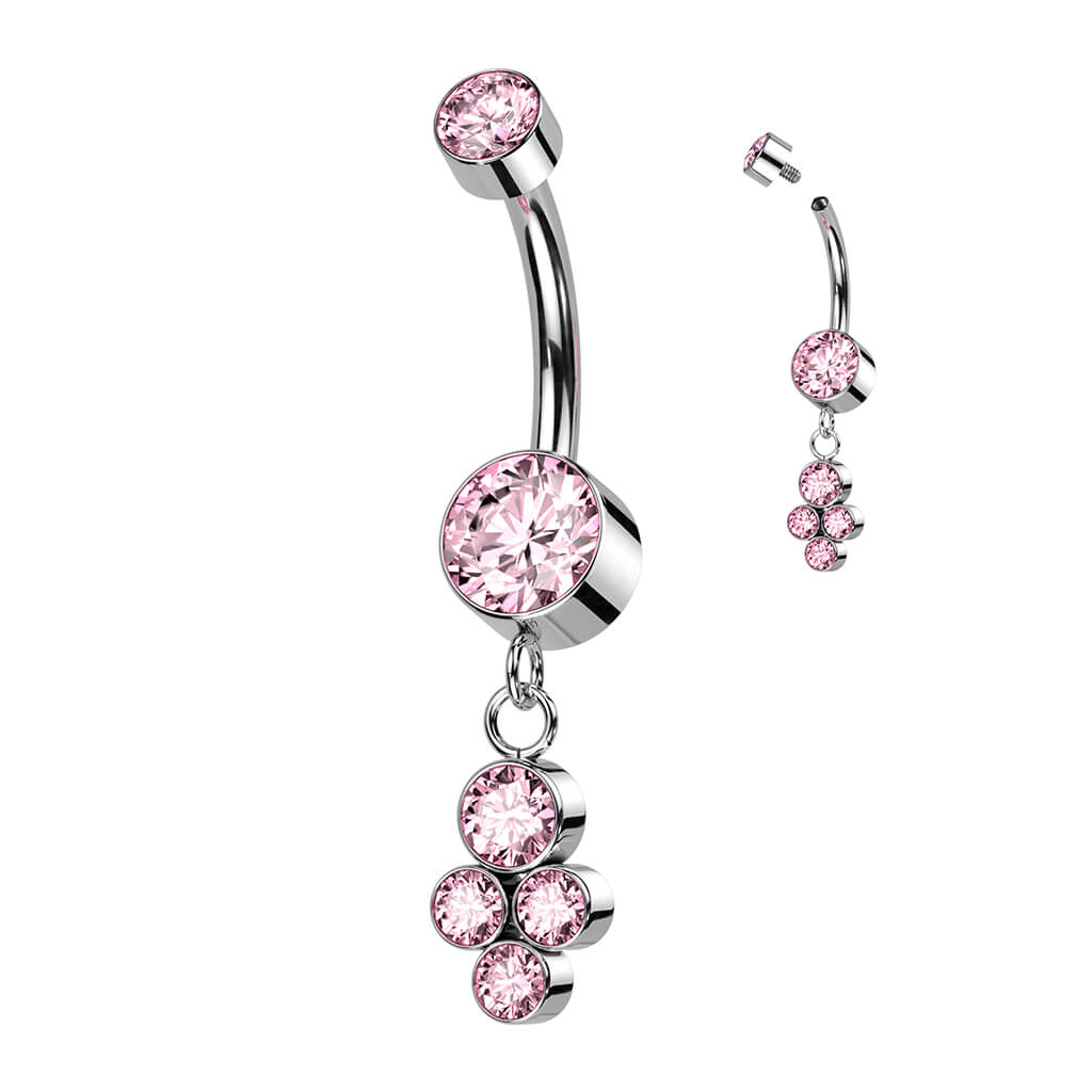 Titane Piercing Nombril Pendentif Zircone Argent Filetage Interne - Image 5