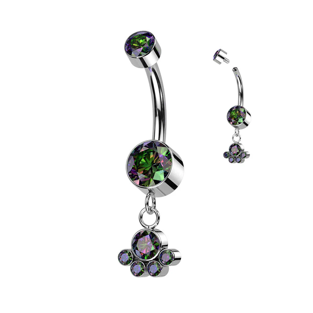 Titane Piercing Nombril Pendentif Zircone Argent Filetage Interne - Image 5