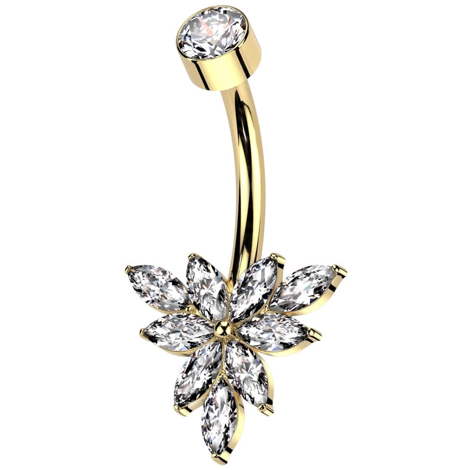 Titane Piercing Nombril Marquise Zircone Filetage Interne - Image 4