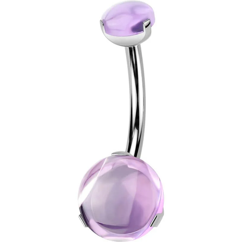 Titane Piercing Nombril boule pierre naturelle sertissage Filetage Interne - Image 4