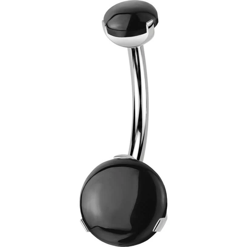 Titane Piercing Nombril boule pierre naturelle sertissage Filetage Interne - Image 5