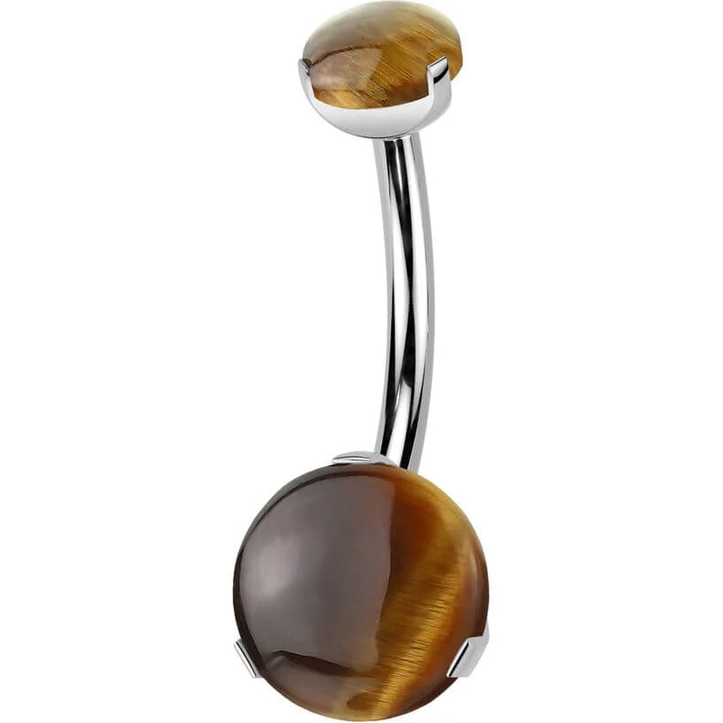 Titane Piercing Nombril boule pierre naturelle sertissage Filetage Interne - Image 7