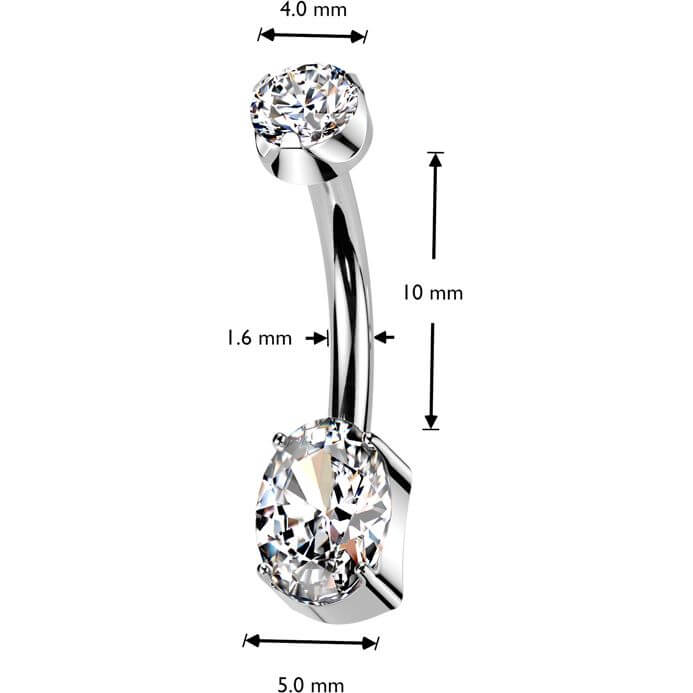 Titane Piercing Nombril assortiment 2 zicornes Filetage Interne - Image 2