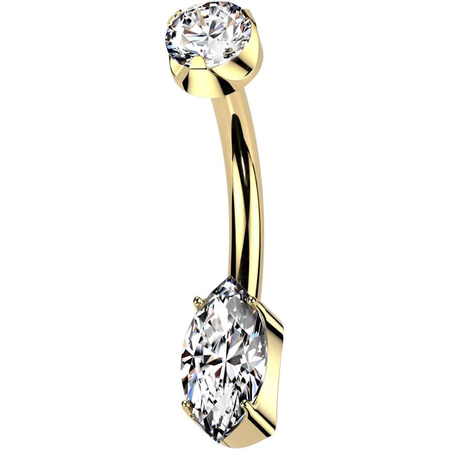 Titane Piercing Nombril marquise ronde en zicorne Filetage Interne - Image 4