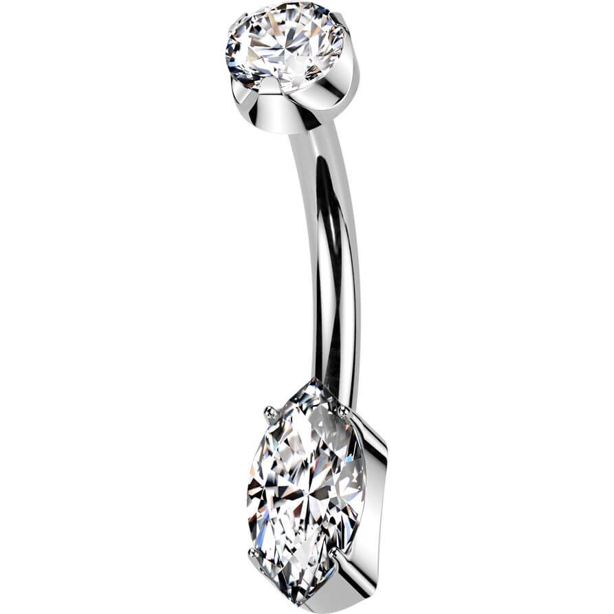 Titane Piercing Nombril marquise ronde en zicorne Filetage Interne - Image 5