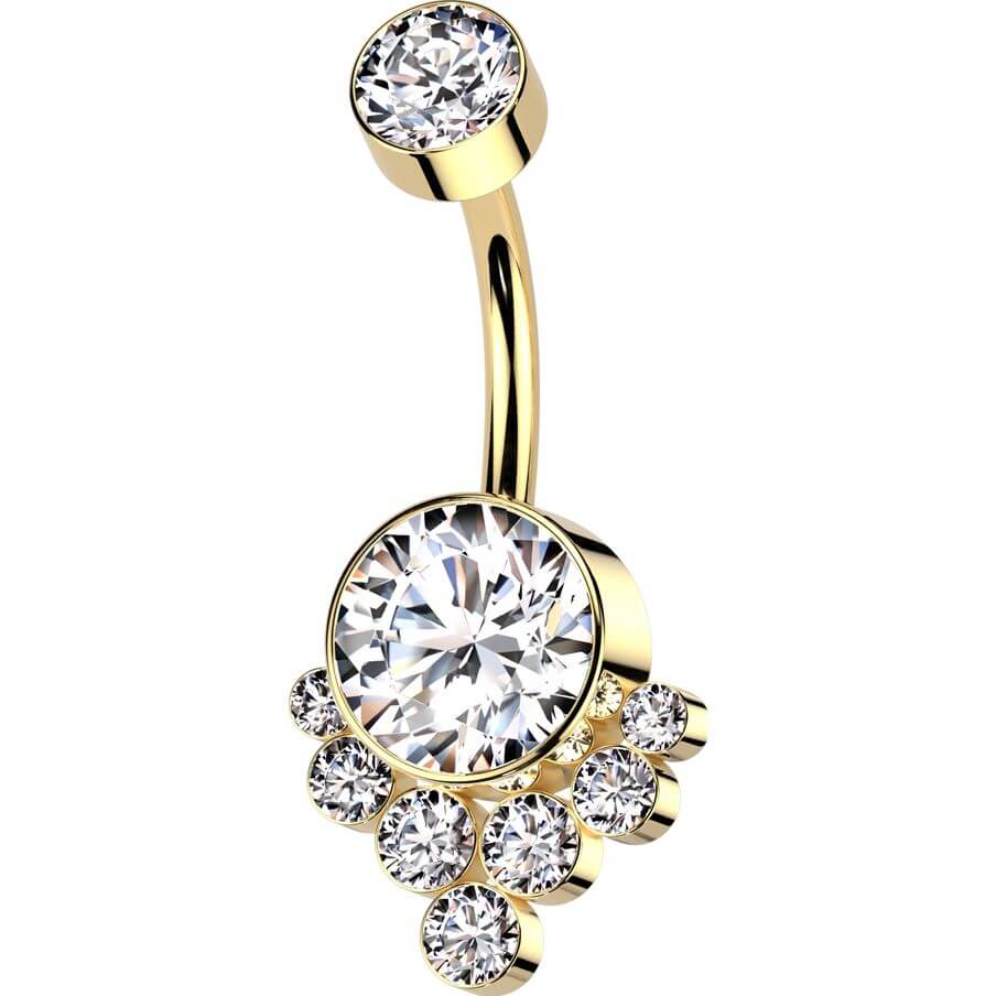 Titane Piercing Nombril zircone groupe Filetage Interne