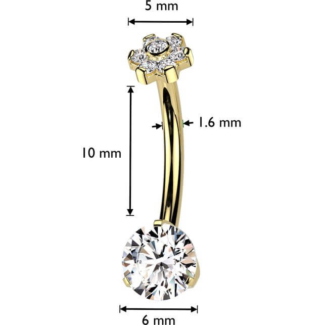 Titane Piercing Nombril fleur Zircone Filetage Interne - Image 2
