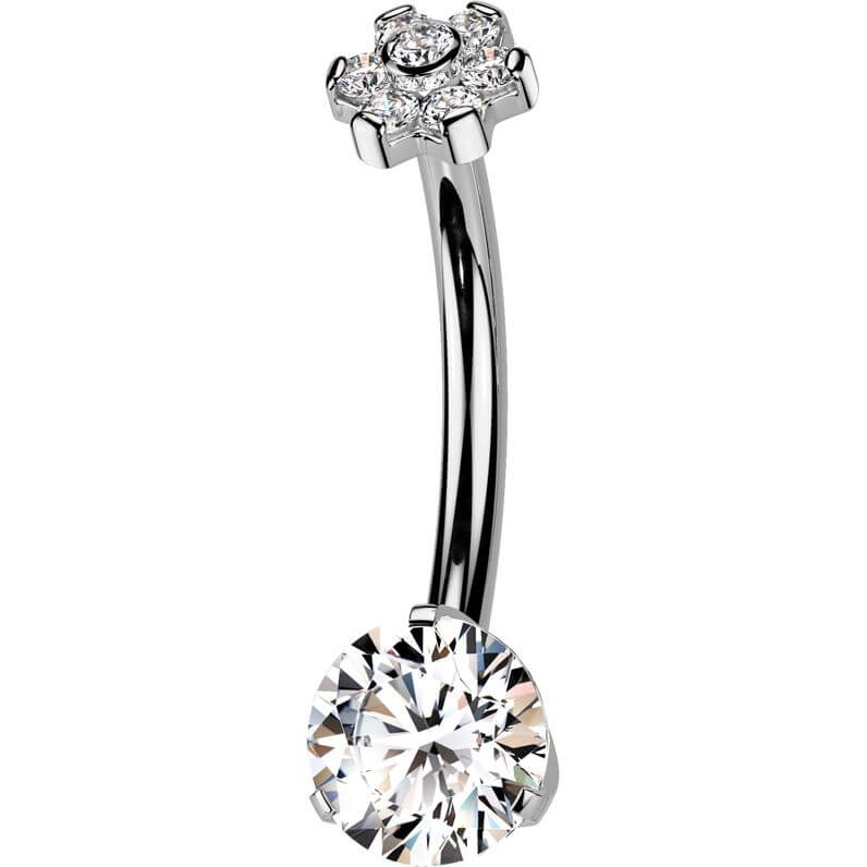 Titane Piercing Nombril fleur Zircone Filetage Interne - Image 5