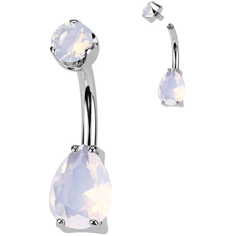 Titane Piercing Nombril larme pierre gemme naturelle Filetage Interne - Image 9