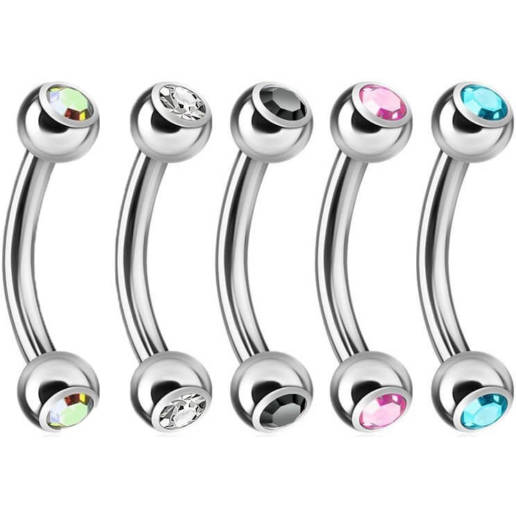 Sourcil Bille Zircone Argent, 5 morceaux