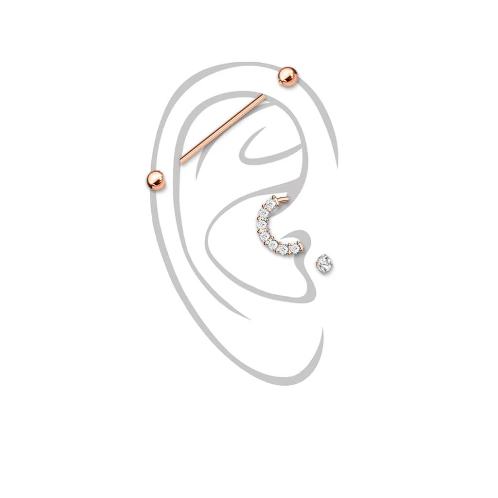 Barre Ensemble Zircone Barbell Anneau, 3 morceaux - Image 3