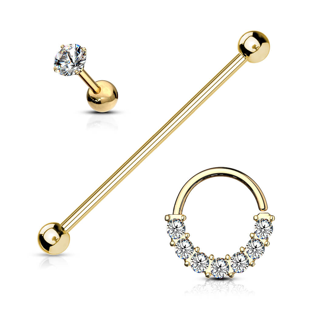 Barre Ensemble Zircone Barbell Anneau, 3 morceaux - Image 4