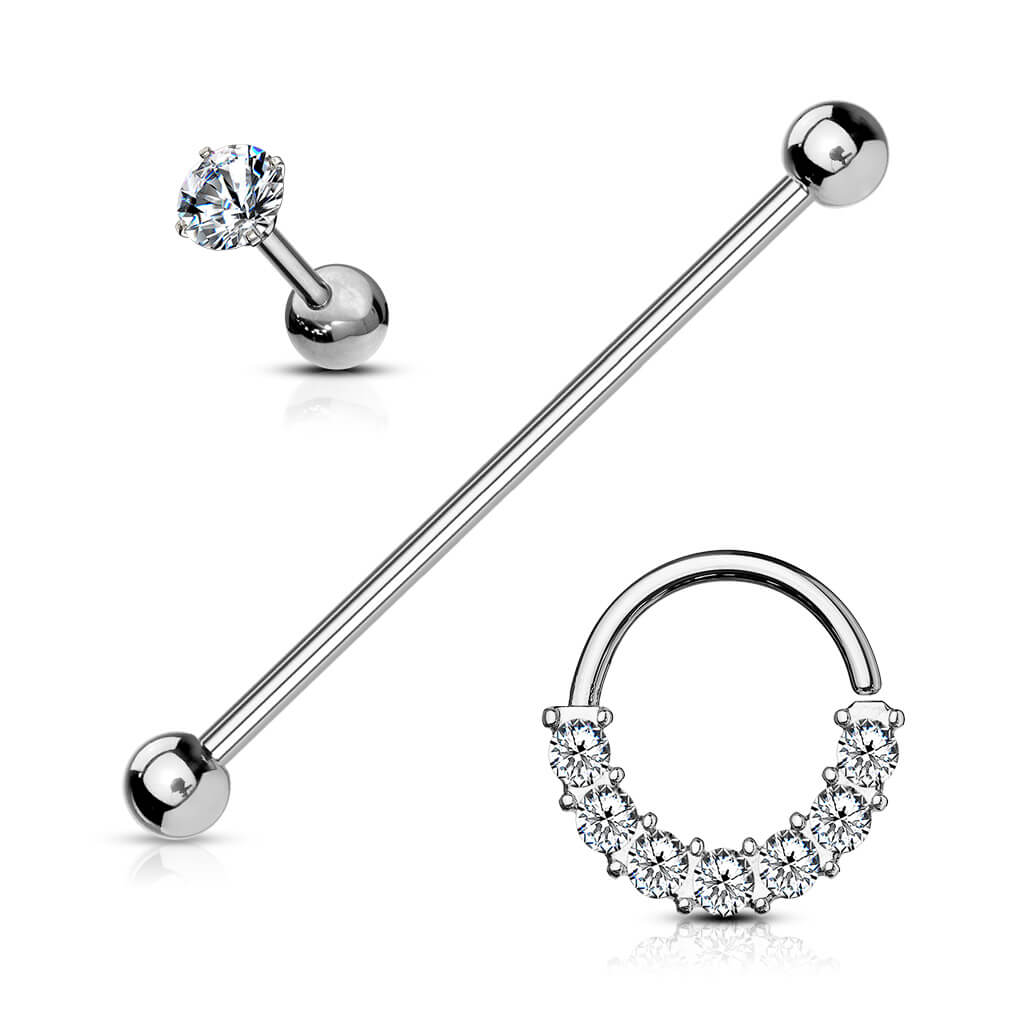 Barre Ensemble Zircone Barbell Anneau, 3 morceaux - Image 6