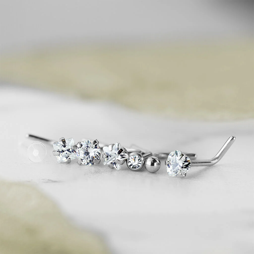Nez En Forme de L Pack Zircone Argent, 7 morceaux - Image 4
