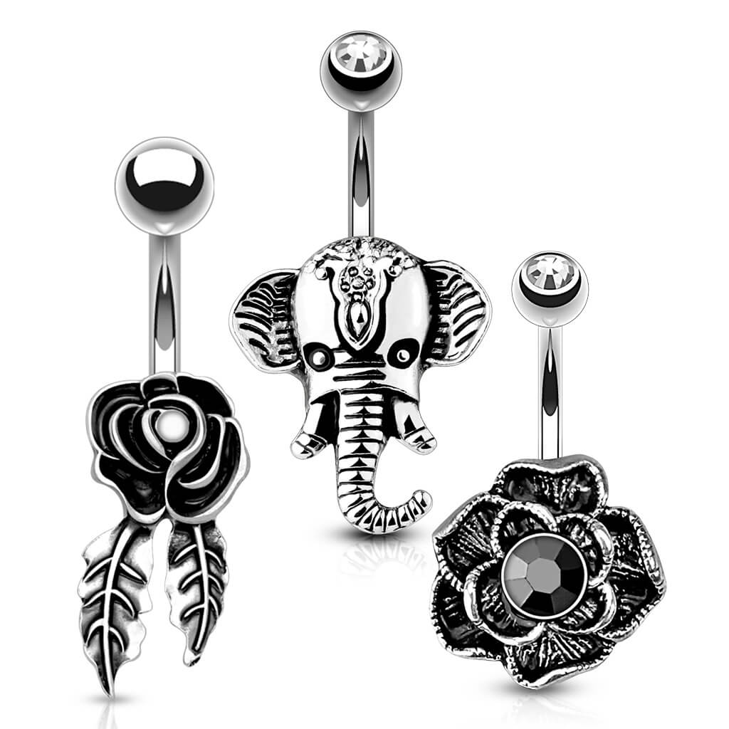 Piercing Nombril Pack Zircone Argent, 3 morceaux - Image 2