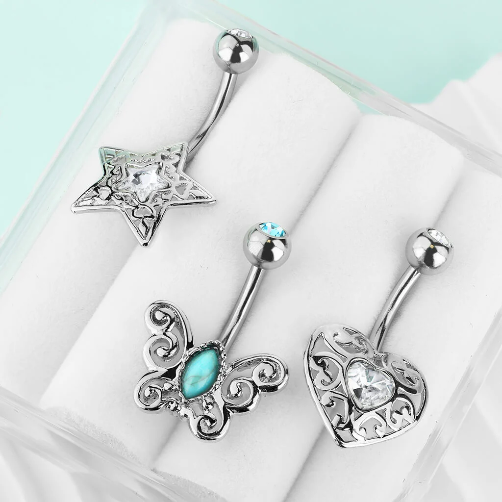 Piercing Nombril Pack Zircone, 3 morceaux - Image 3