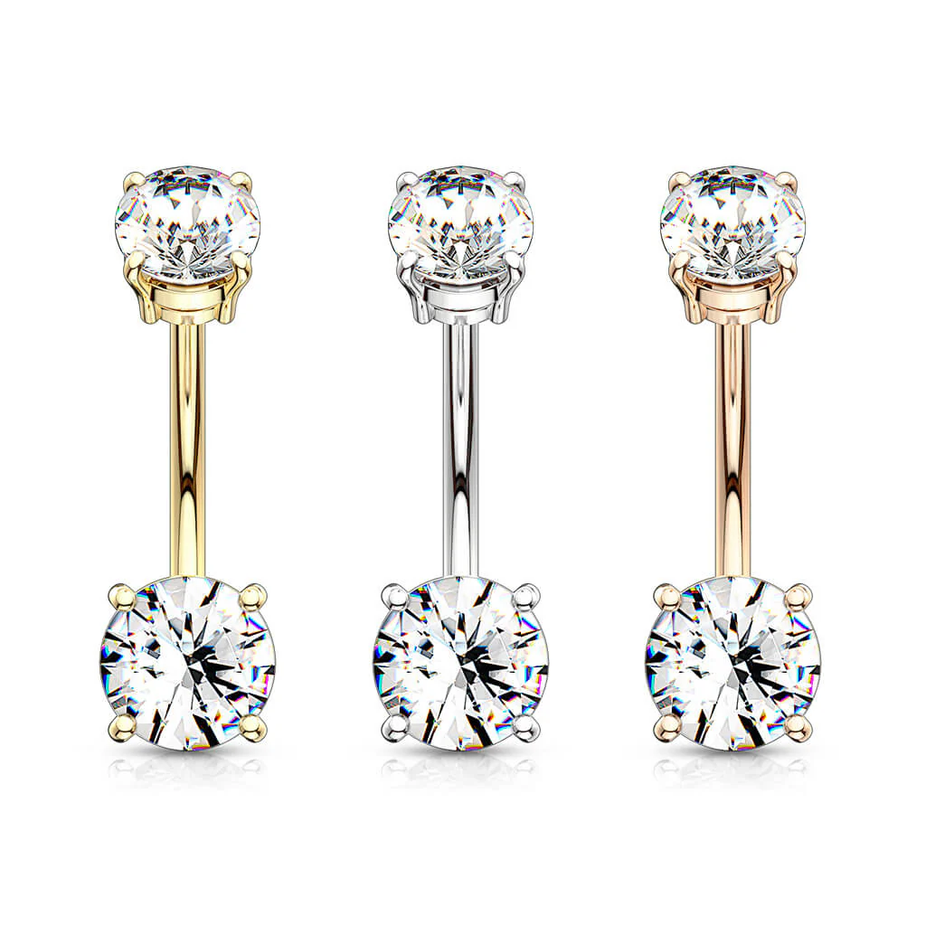 Piercing Nombril Zircone Filetage Interne, 3 morceaux - Image 2