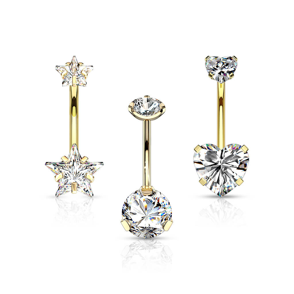 Piercing Nombril Pack Zircone Filetage Interne, 3 morceaux - Image 3