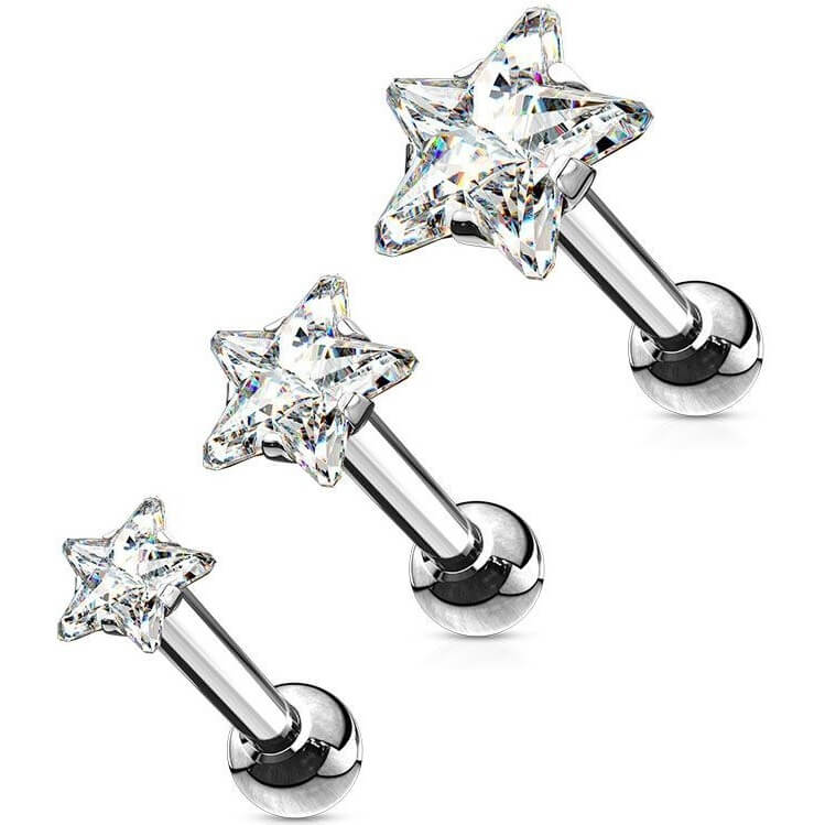 Barre Pack Zircone Étoile Argent, 3 morceaux