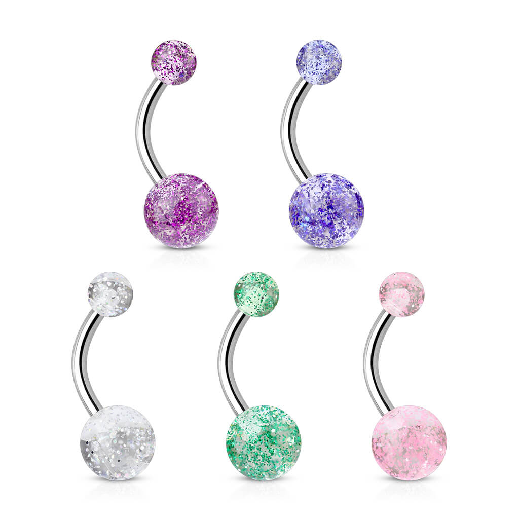 Piercing Nombril Bille Acrylique Ultra Pailletée, 5 morceaux - Image 2