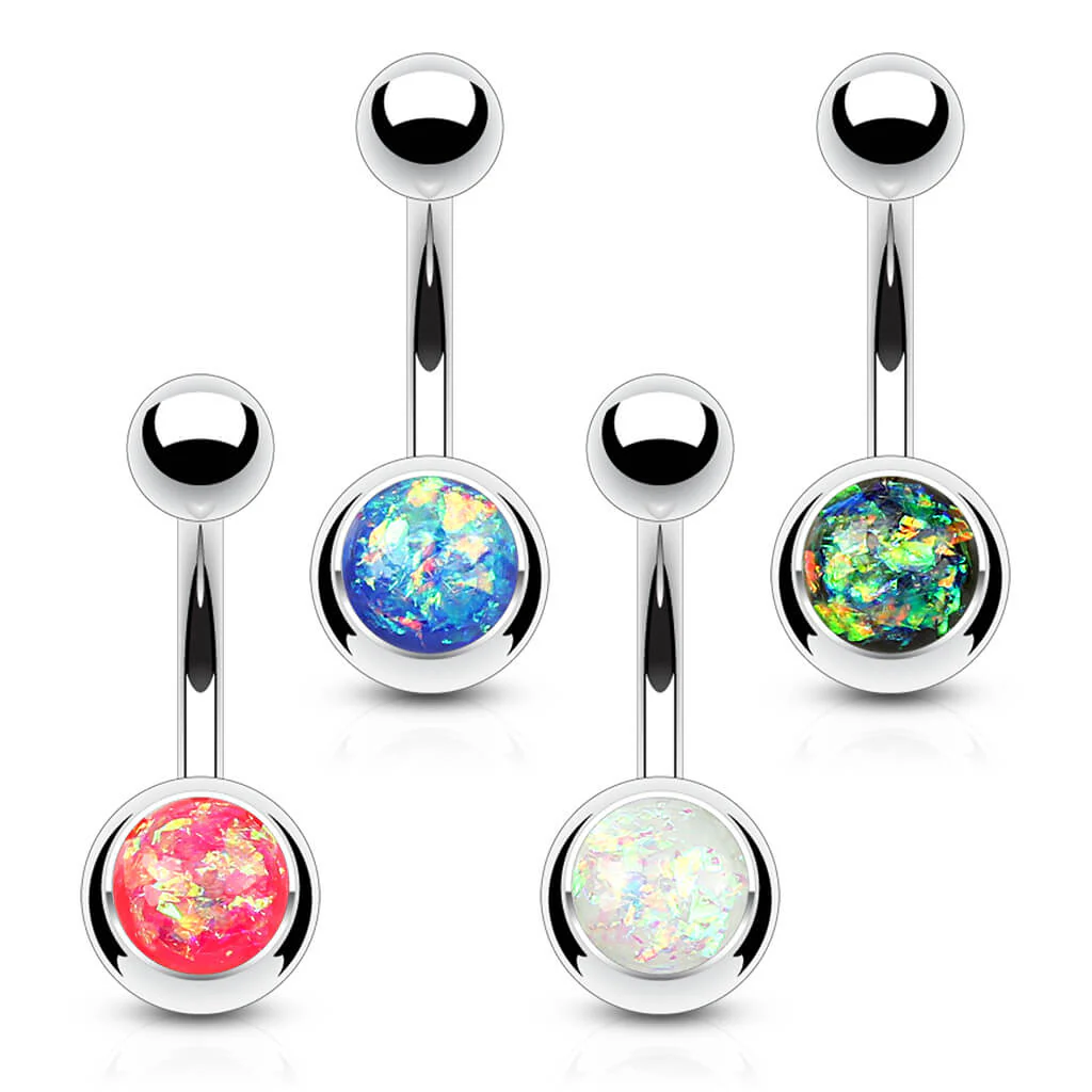Piercing Nombril Bille Opale Argent, 4 morceaux - Image 2